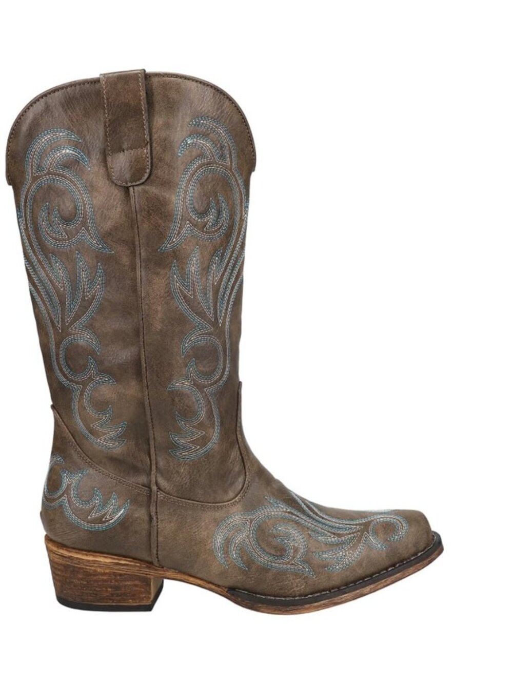 Womens Riley Embroidered Snip Toe Casual Boots Mid Calf Low Heel 1-2"